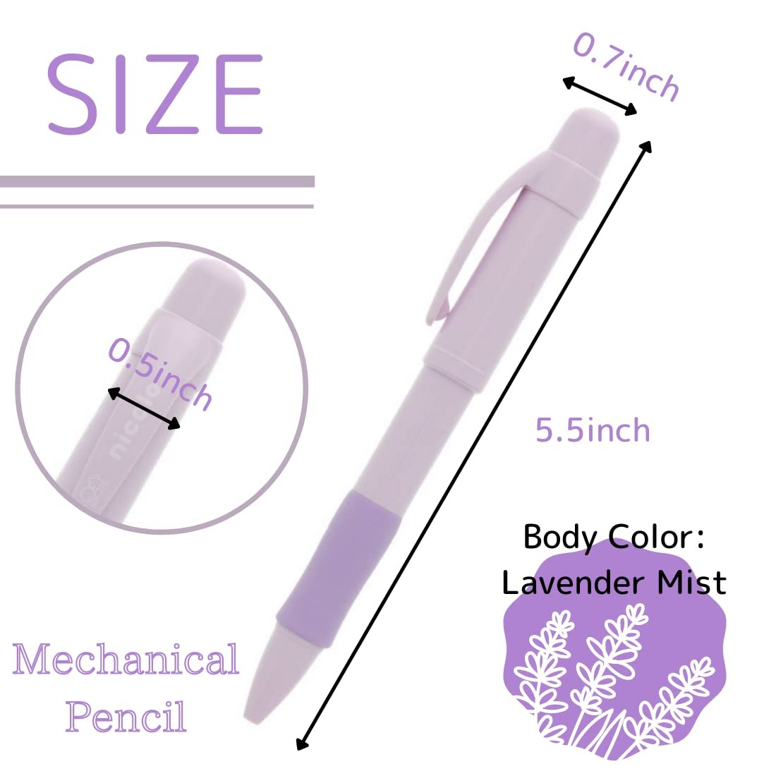 Sunstar Stationery Mechanical pen, Nicolo, 0.3mm & 0.5mm, Lavender Mist