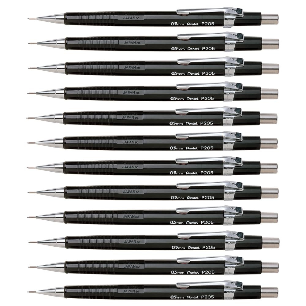 Pentel 0.5 mm Lead Automatic Pencil – Black (Pack of 12) Office Product