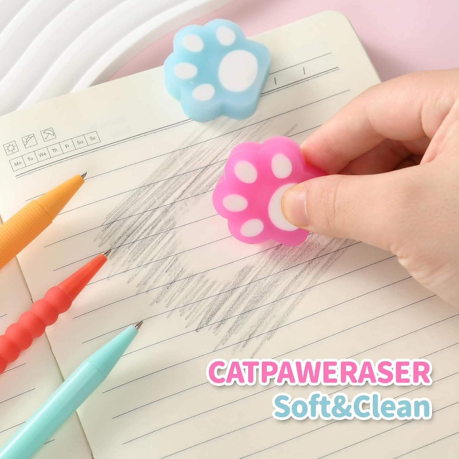 12PCS Cute Kawaii Mechanical Pencils Set with Lead Refills and Erasers, 0.5Mm &