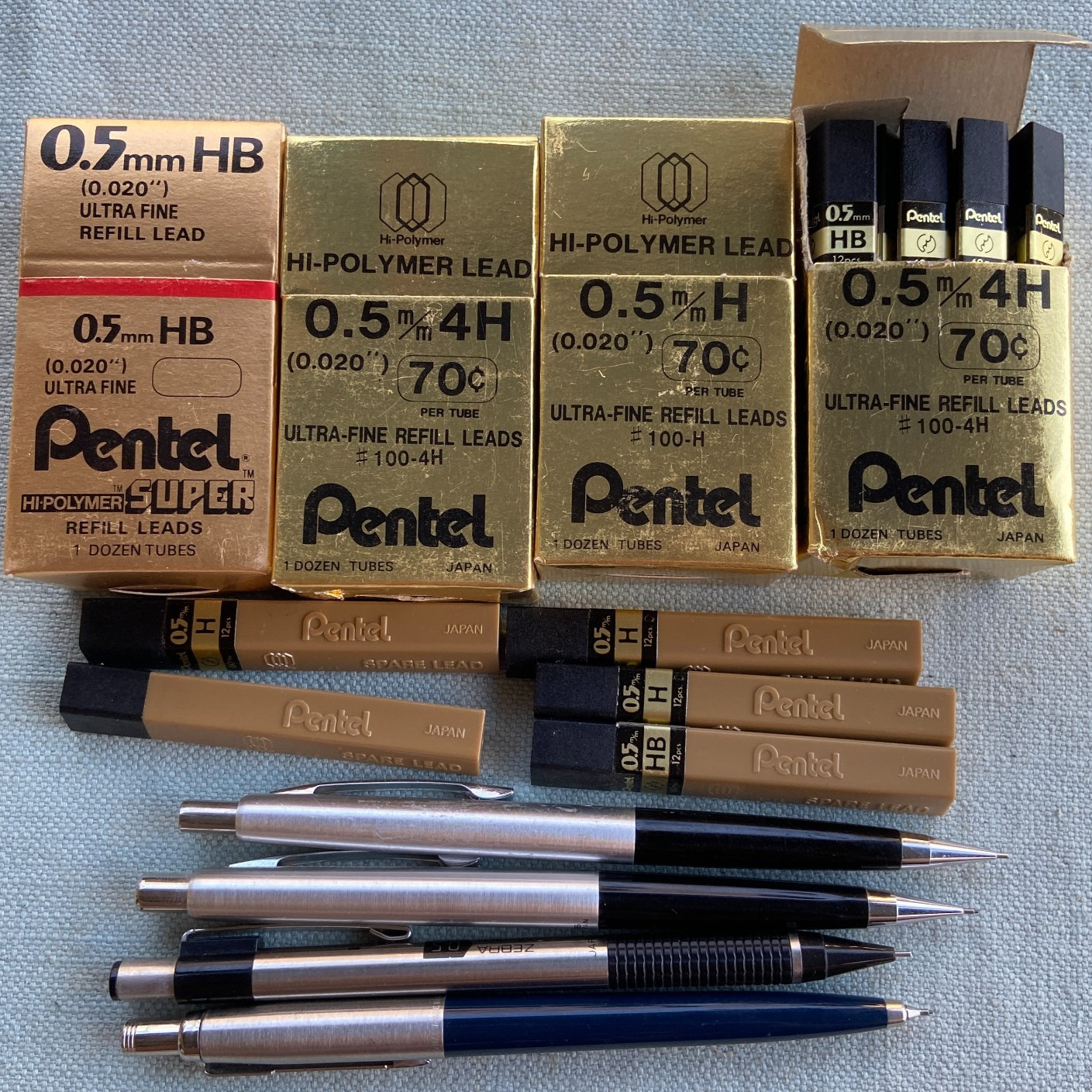 Vintage Drafting Pentel 5 S55 Parker Zebra M-301 Pencil 0.5 m/m 4H HB Lead Lot M