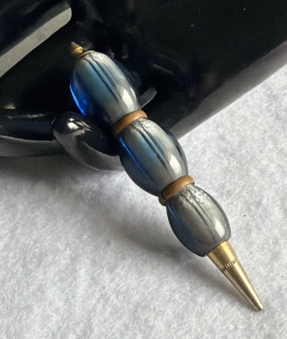 Gorgeous Gold Blue Vintage Mid Century Modern Beaded Mechanical Mini Pencil