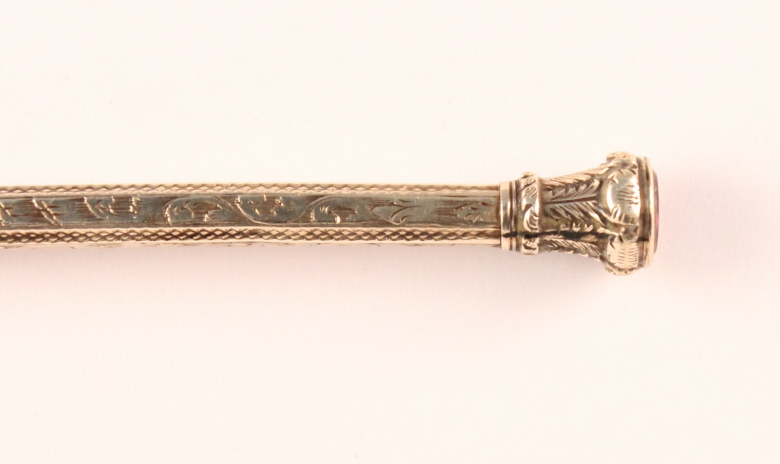 Victorian 9K Gold Ornate Retractable Pencil with Amethyst and Turquoise Stone
