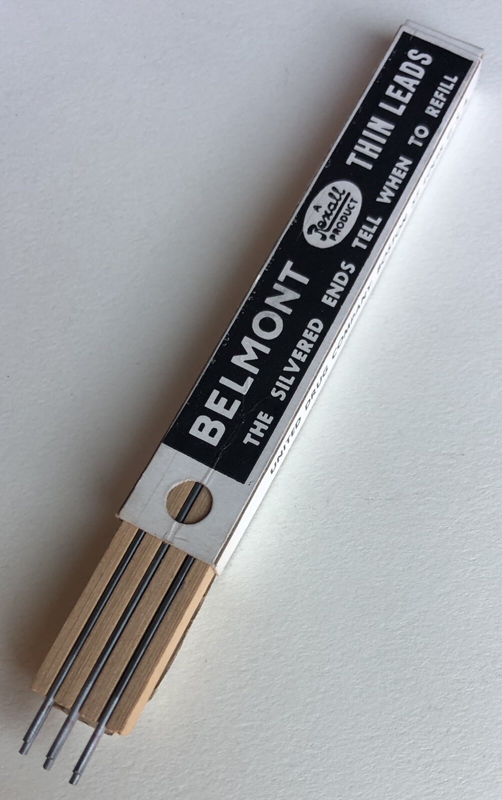 Vintage Rexall BELMONT HB Black 1.18mm Silvered Pencil Lead NOS 6 Pack USA