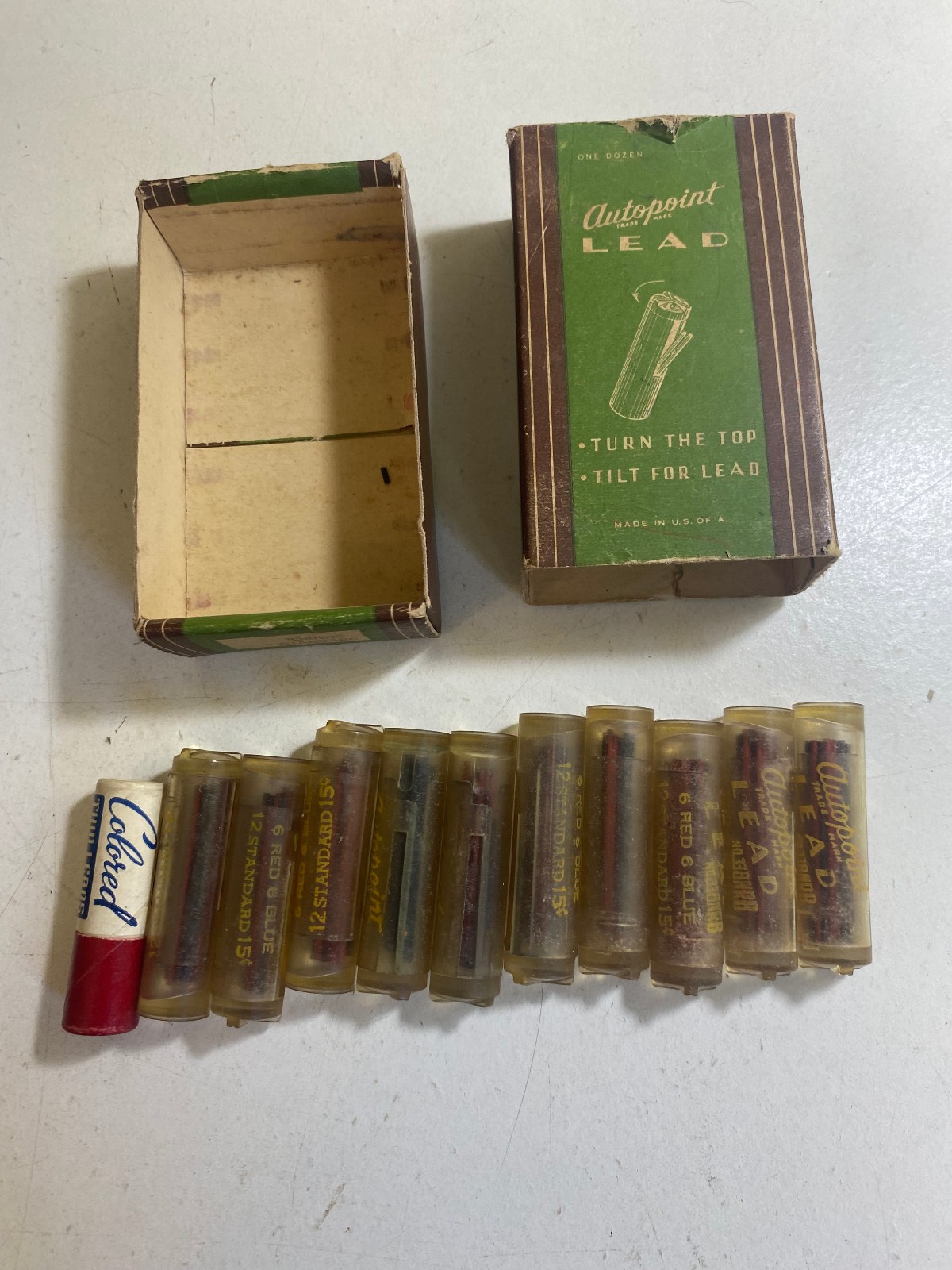 Vintage Autopoint Pencil Lead No. 338N Standard 1.1 MM 0.46″ Box Lot