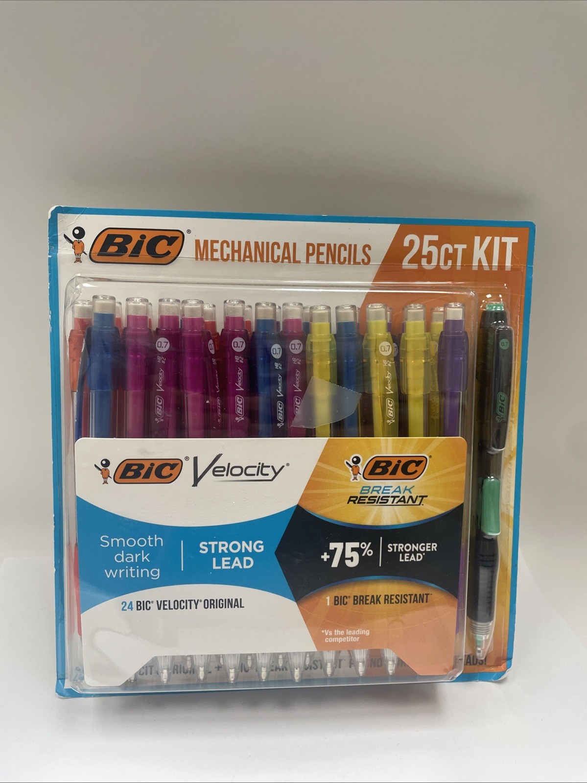 BIC Mechanical Pencil Kit 24 Velocity + 1 Break Resistant 0.7mm Lead 25 ct