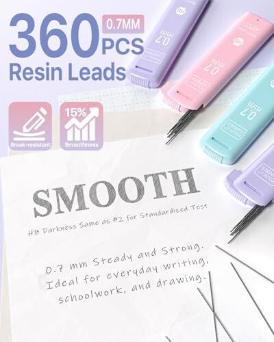 Pastel Mechanical Pencil Set 0.7mm, with HB #2 Lead Refills, Cute 0.7 mm