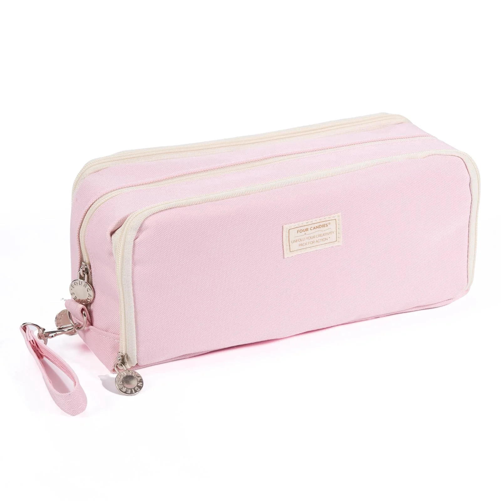 Canvas Pencil Cases with Removable Handle, Pink, 1 Count