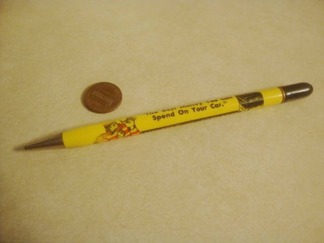 Vintage Advertising Mechanical Pencil HASTINGS PISTON RINGS SQUARE JAW GUY Icon!