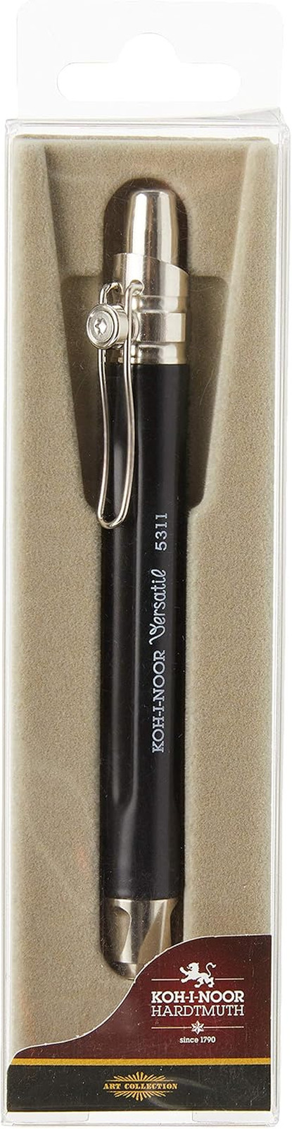 Mechanical Hardtmuth Lead Holder with 5.6mm x 80mm Lead, Black with Clip New
