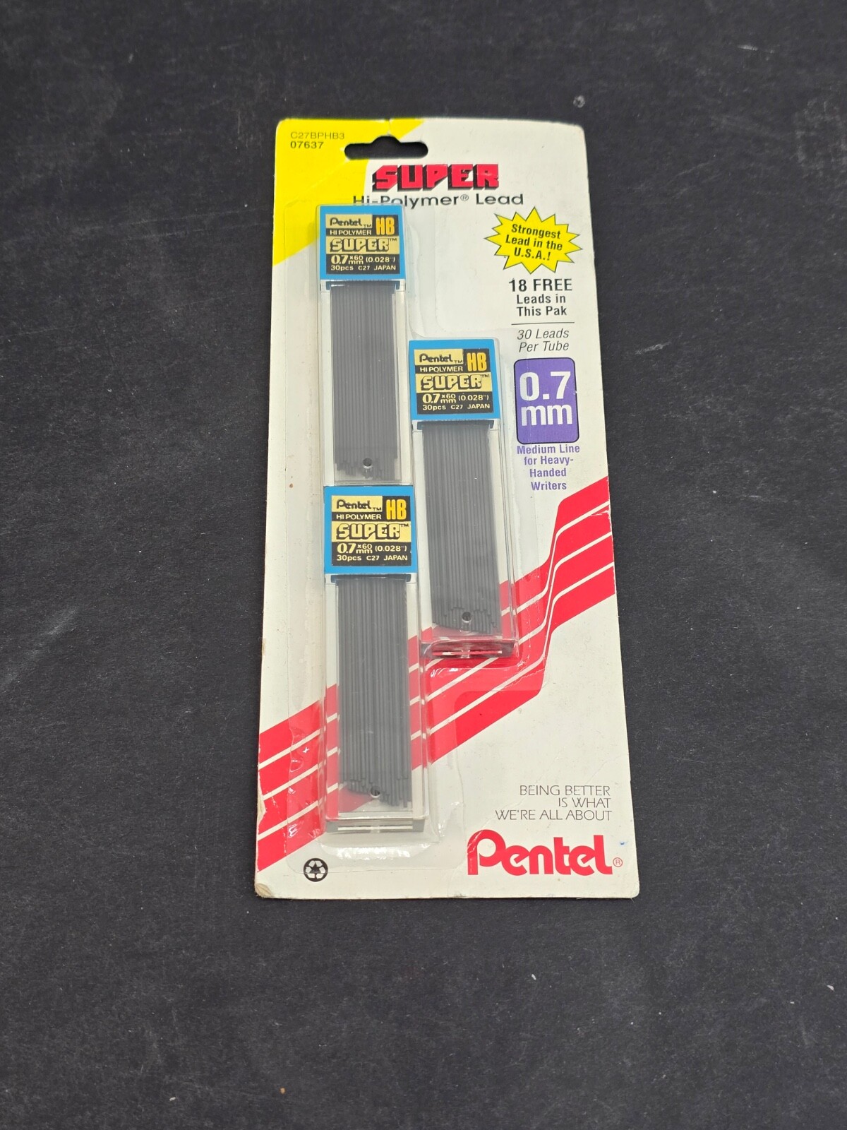 PENTEL PENCIL LEAD .7MM, NEW OLD STOCK, PACK OF 3