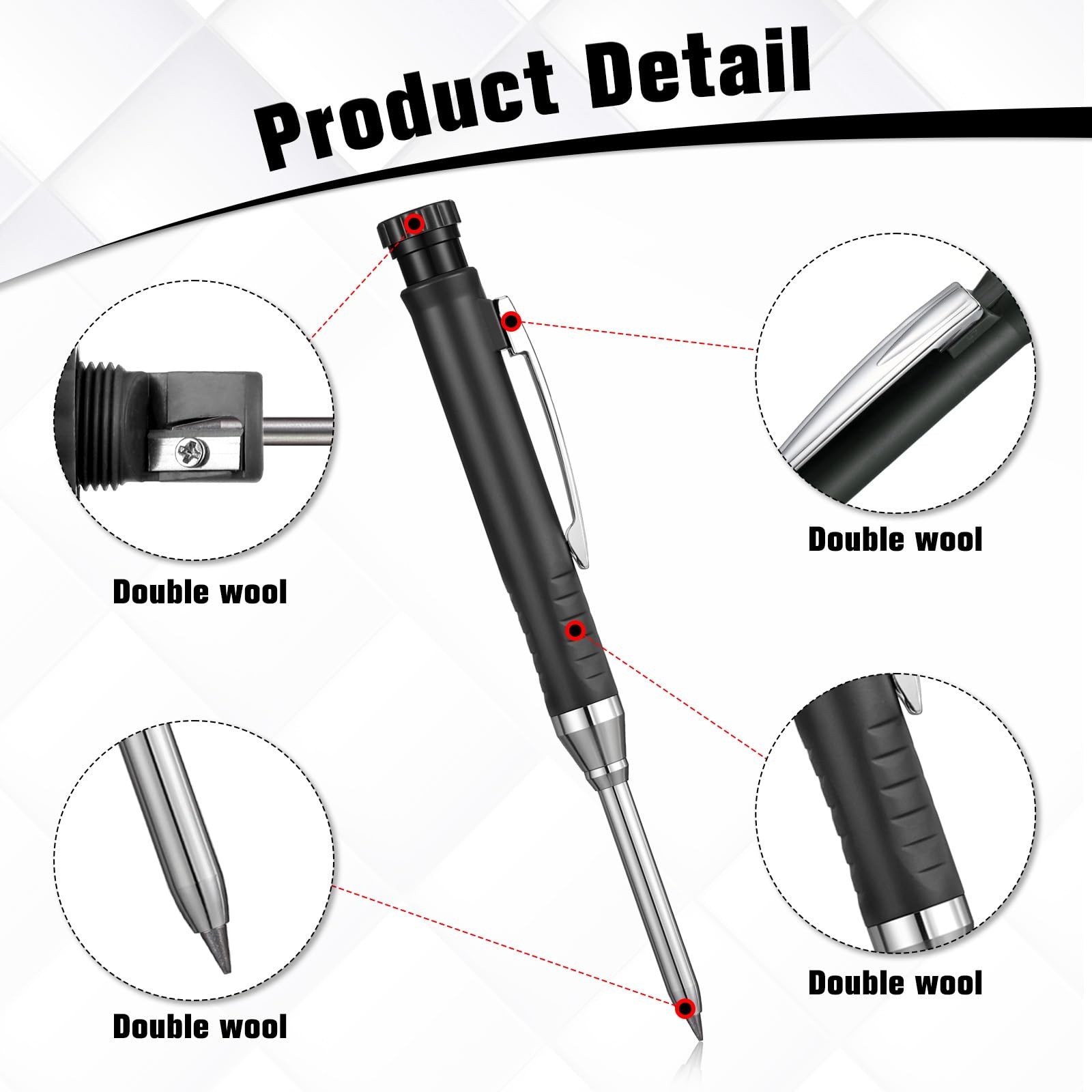 10 Pcs Solid Carpenter Pencils with 60 2.8mm Refills, Needle Nose Tip Hole Ma…