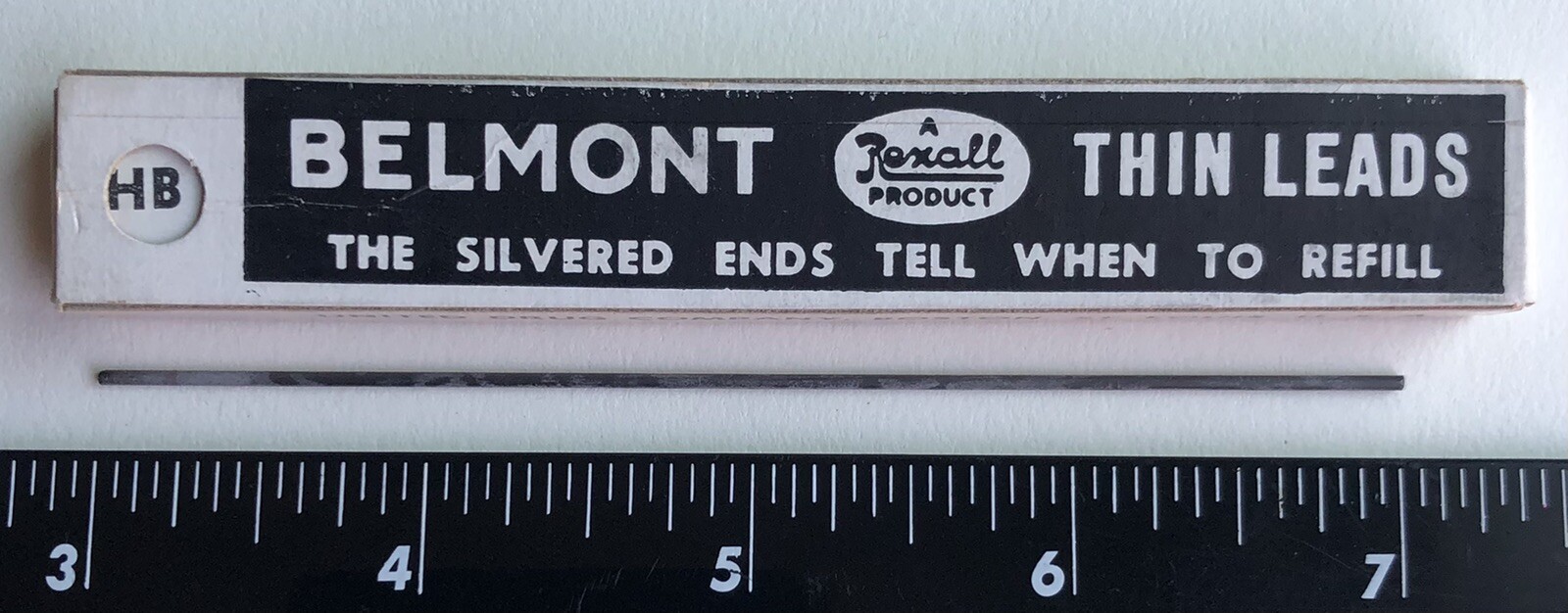 Vintage Rexall BELMONT HB Black 1.18mm Silvered Pencil Lead NOS 6 Pack USA