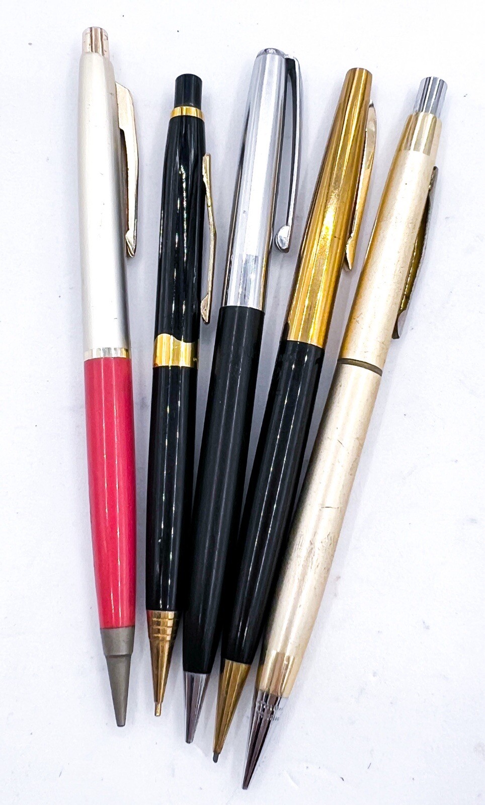 Vintage 5pcs mechanical pencil Platinum Newman Full Functional One Gold Filled