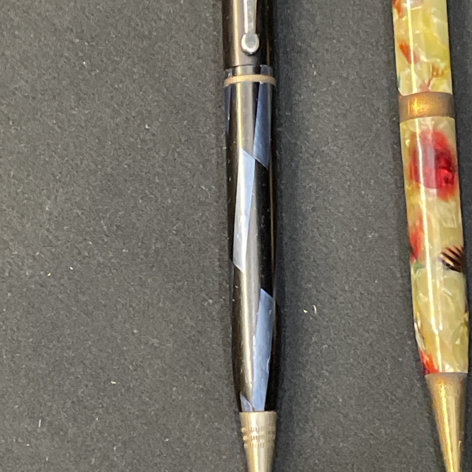 Vintage 1940s-50s Eversharp Black & Blue, Champion Multi-Color Celluloid Pencils
