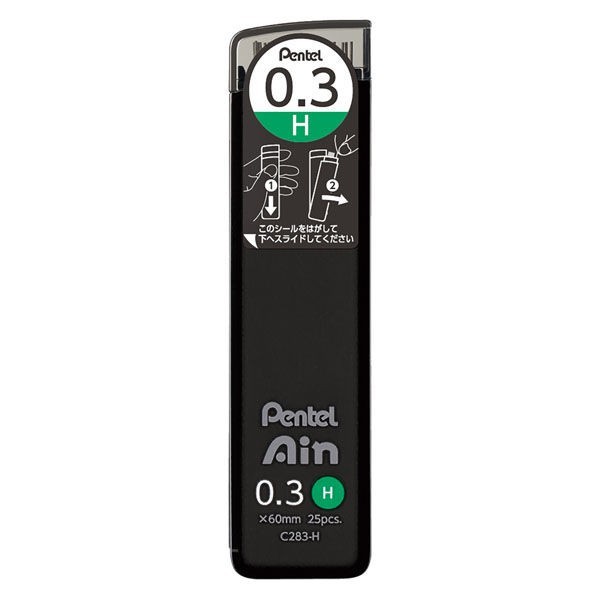 Pentel Ain Mechanical Pencil Lead 0.3 mm H,25 pieces,C283-H