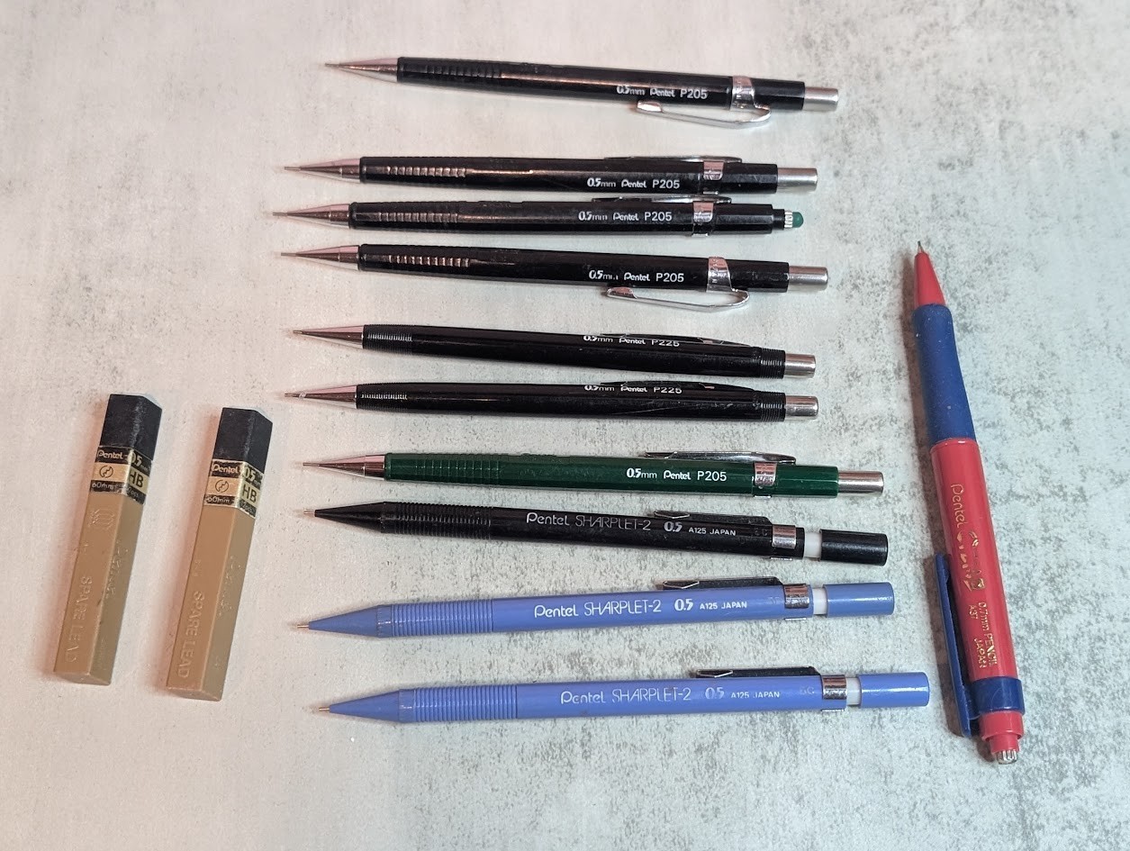 Lot of 11 Vintage Pentel Mechanical Pencils P205 P225 Sharplet-2 Gizmo