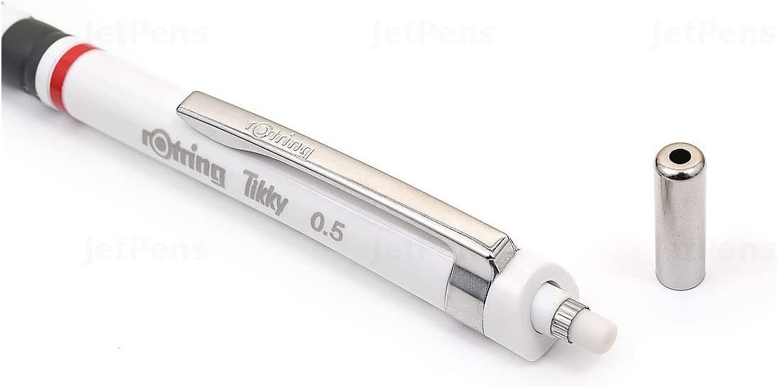 0.5mm Tikky Mechanical Pencil in White – Lead Advancement & Eraser Combo