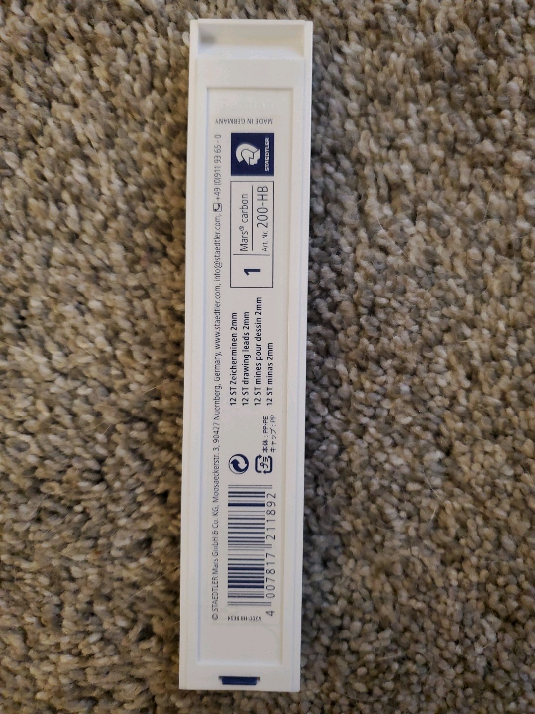NEW Staedtler Mars Carbon Lead, 12 x 2mm, HB (200-HB)