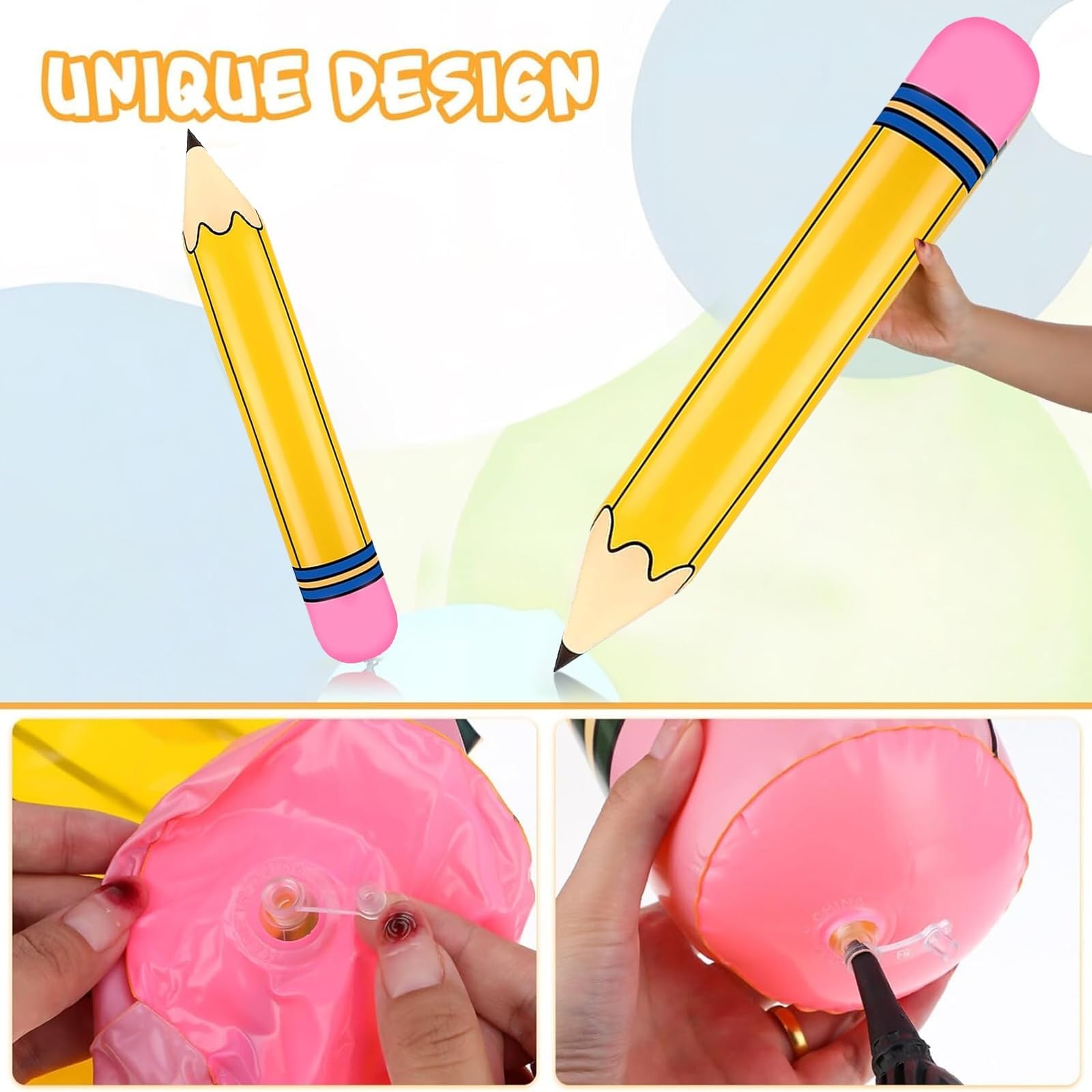 Large Pencil Balloons 27’’ Inflatable Pencil Back to Decorations Giant Yellow…