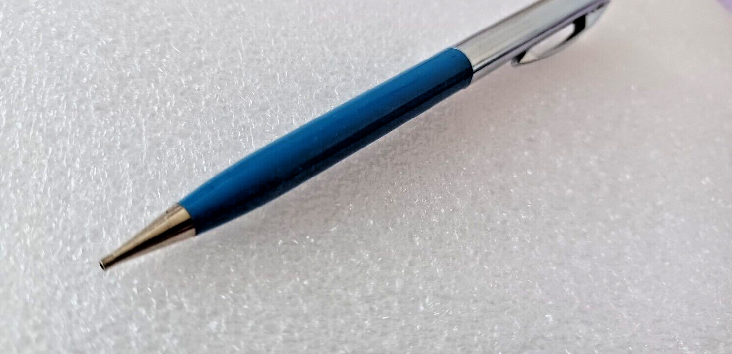 Vintage Slim Sheaffer Mechanical Pencil Blue Chrome Eraser Top + HB Lead 0.9?
