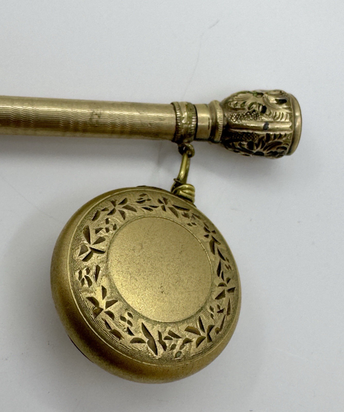 Victorian Telescoping Mechanical Pencil, Floral Repoussé, Retractable Chain