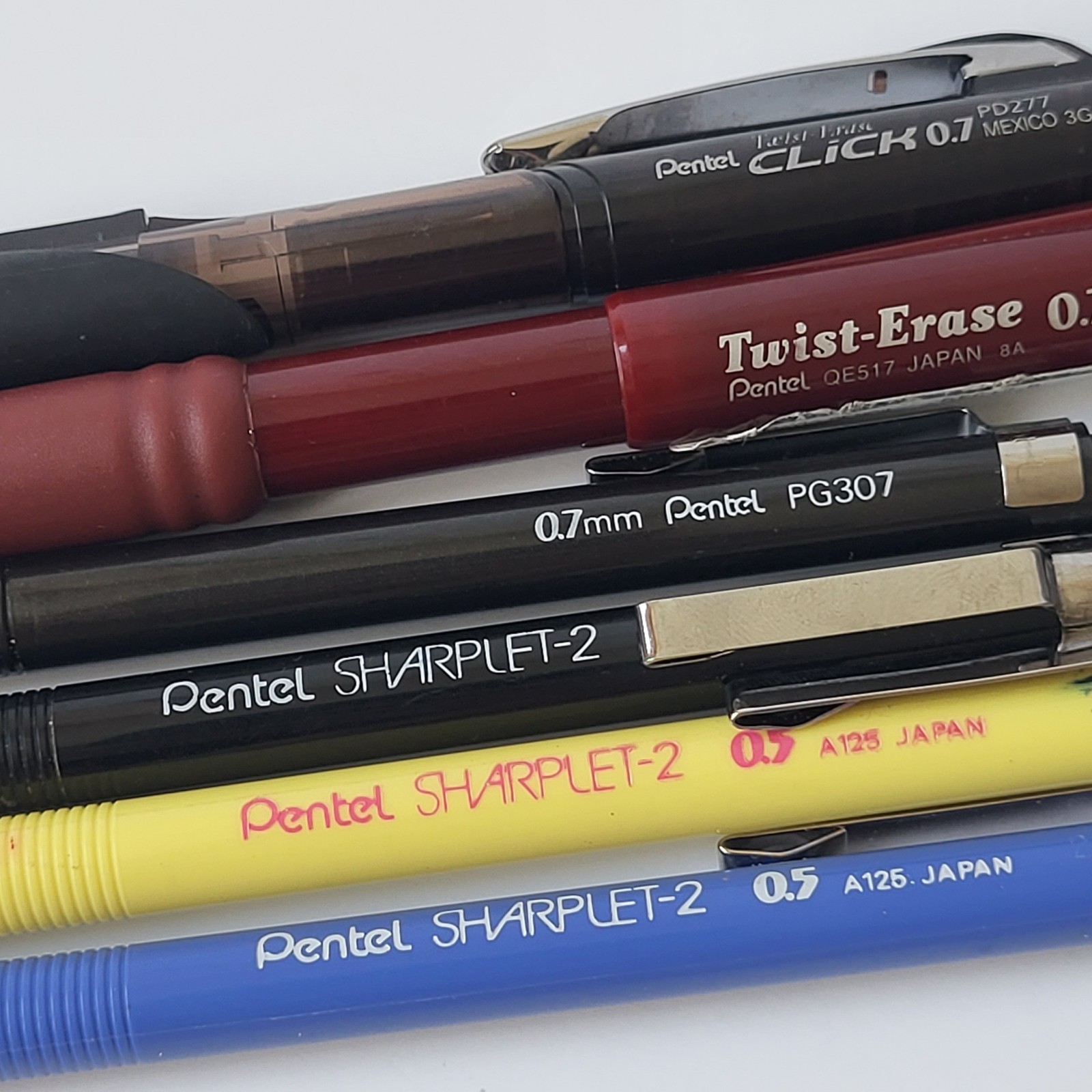 Pentel Mechanical Pencils Lot of 6 Sharplet-2 PG307 Twist Erase Click PD277