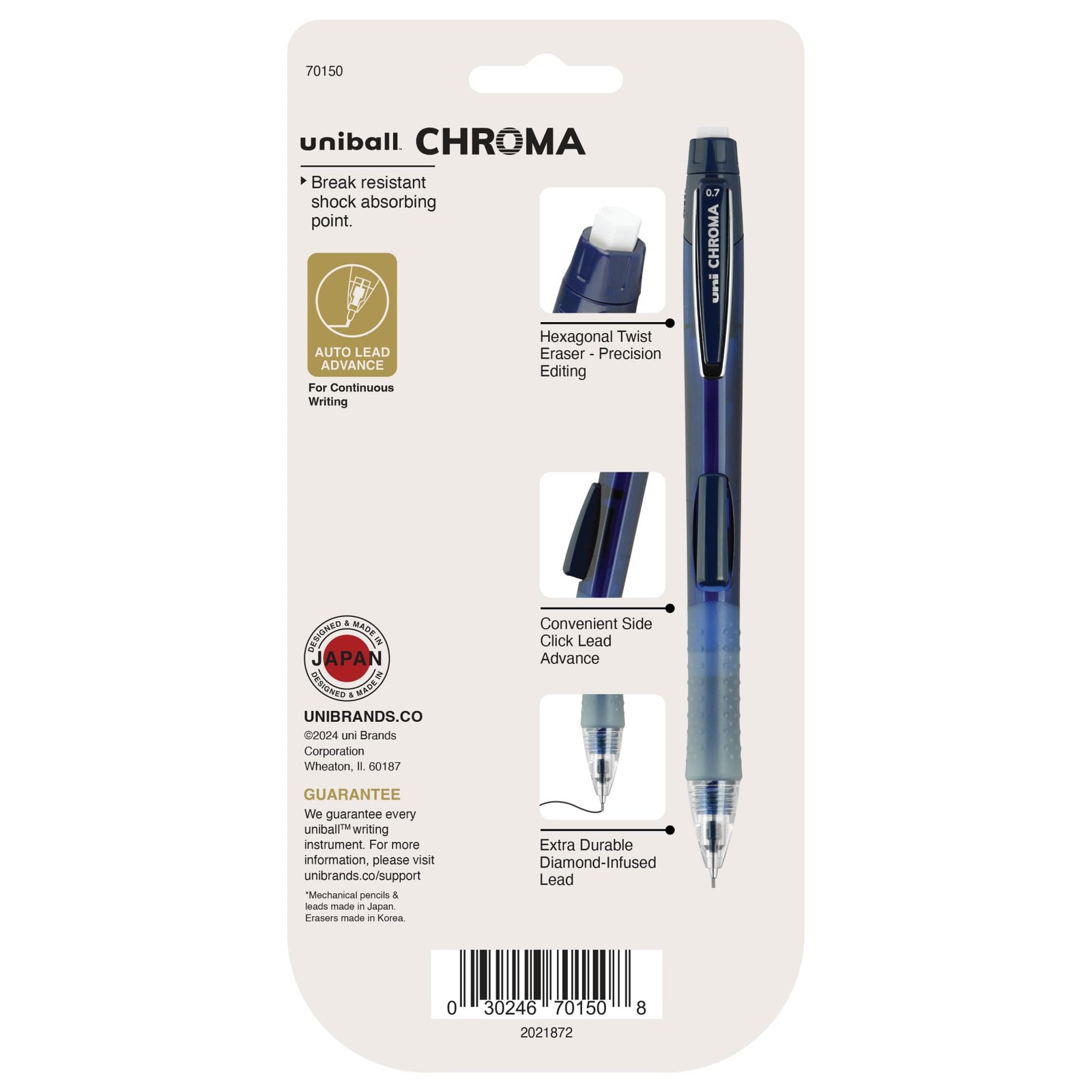 uni ball CHROMA Mechanical Pencils 0.7mm Pack of 4 with Cushioned Tip