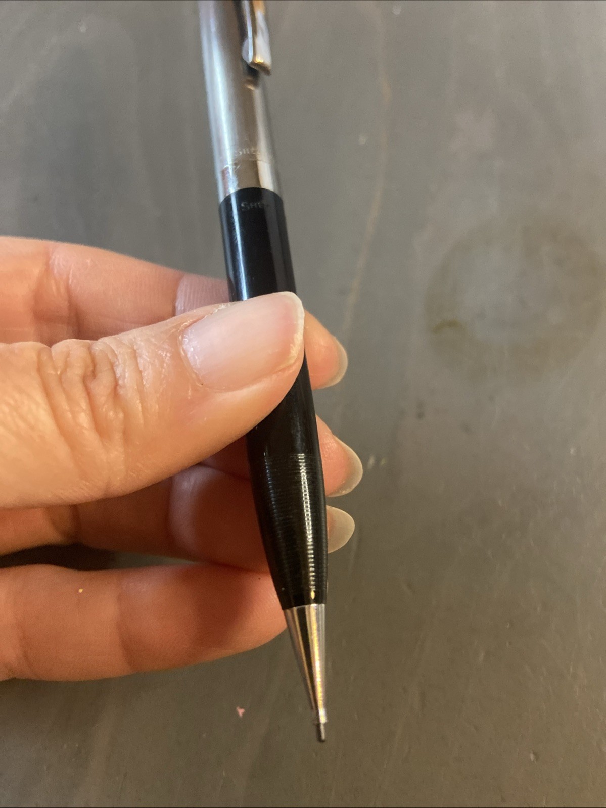 Vintage Scheffers Mechanical Twist Pencil Shiny Silver & Black