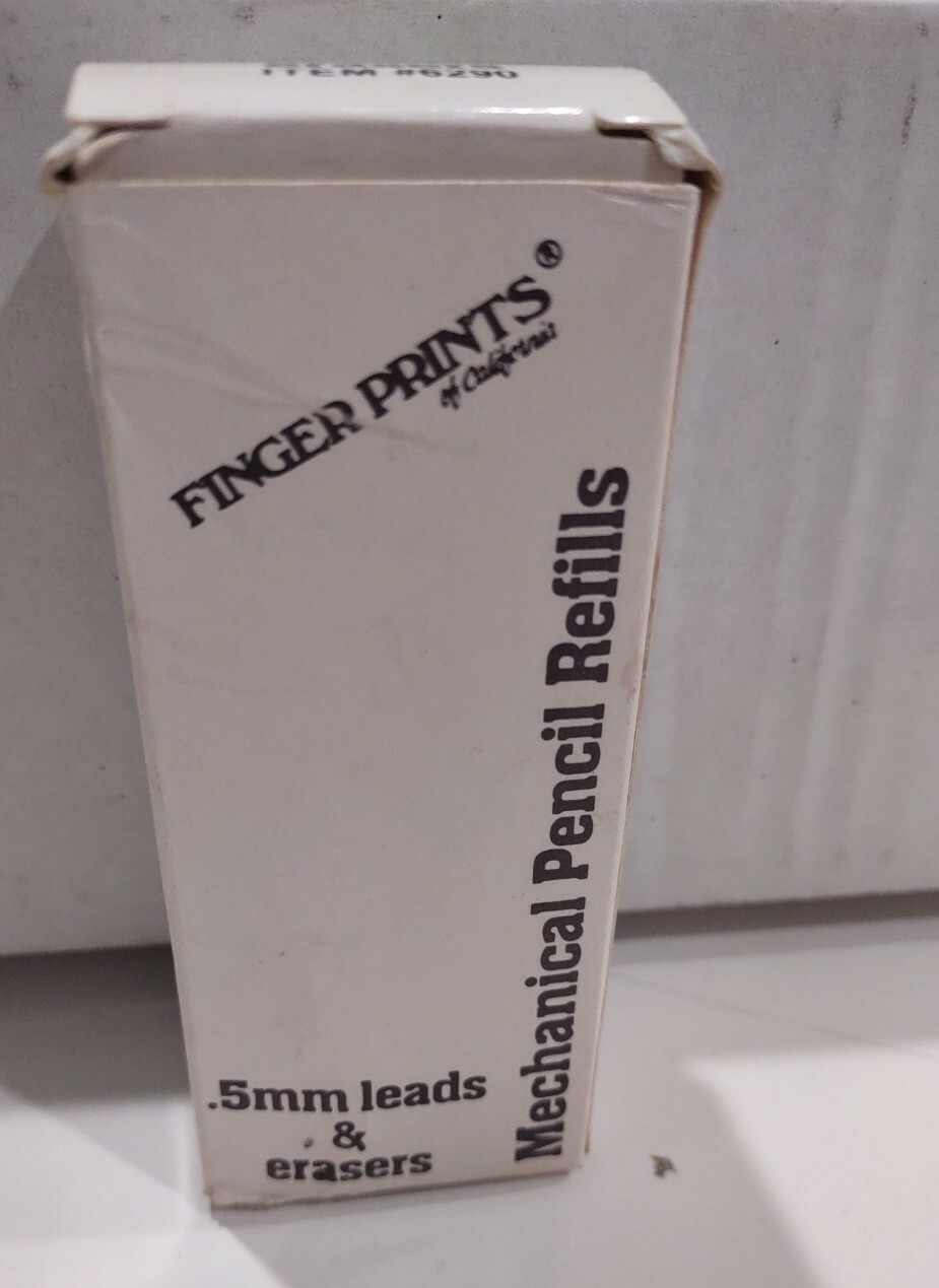 Finger Prints Mechanical Pencil Refills W/.5mm Leads & Erasers 1 Dozen Vtg – New