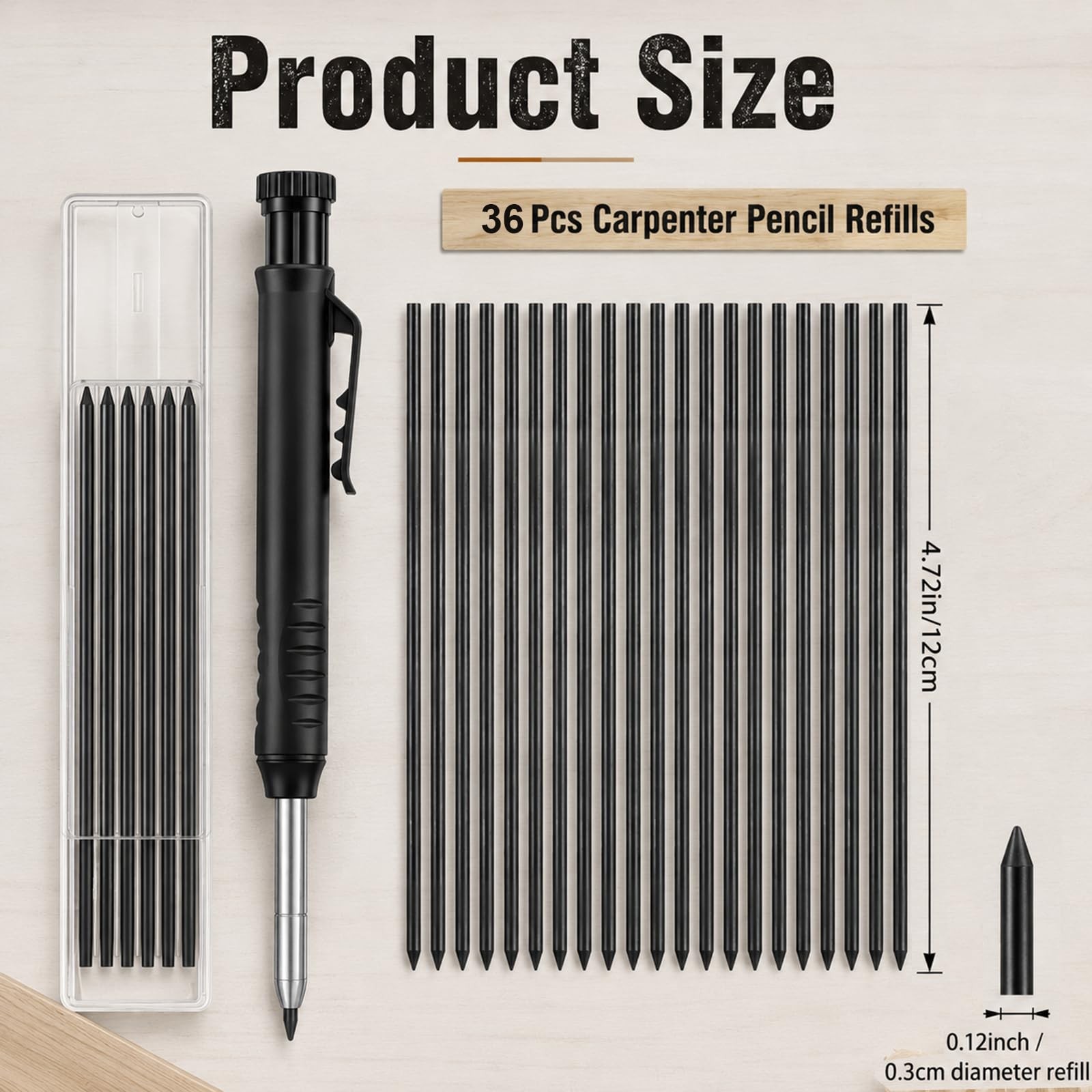 YQQYG 36 PCS Pica Dry Pencil Refills 2.8 mm Mechanical Pencil Refill Black Pica