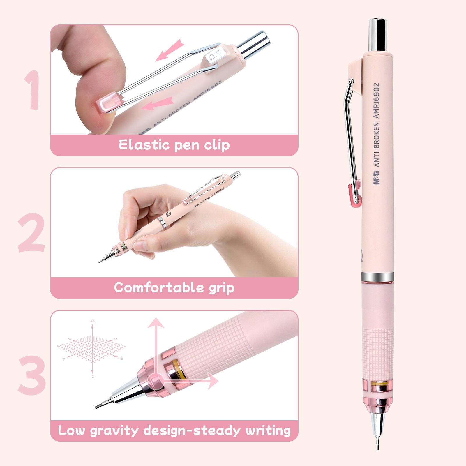 Mechanical Pencil 0.7MM, Extra Lead Protection, 4-Count