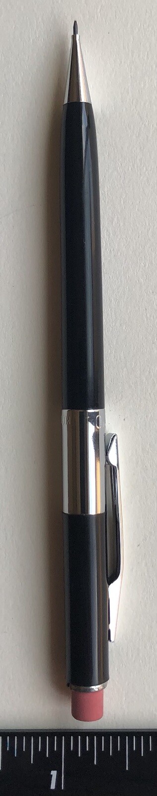Vintage SCRIPTO Mechanical Pencil NOS .9mm Chrome Trim Black Barrel