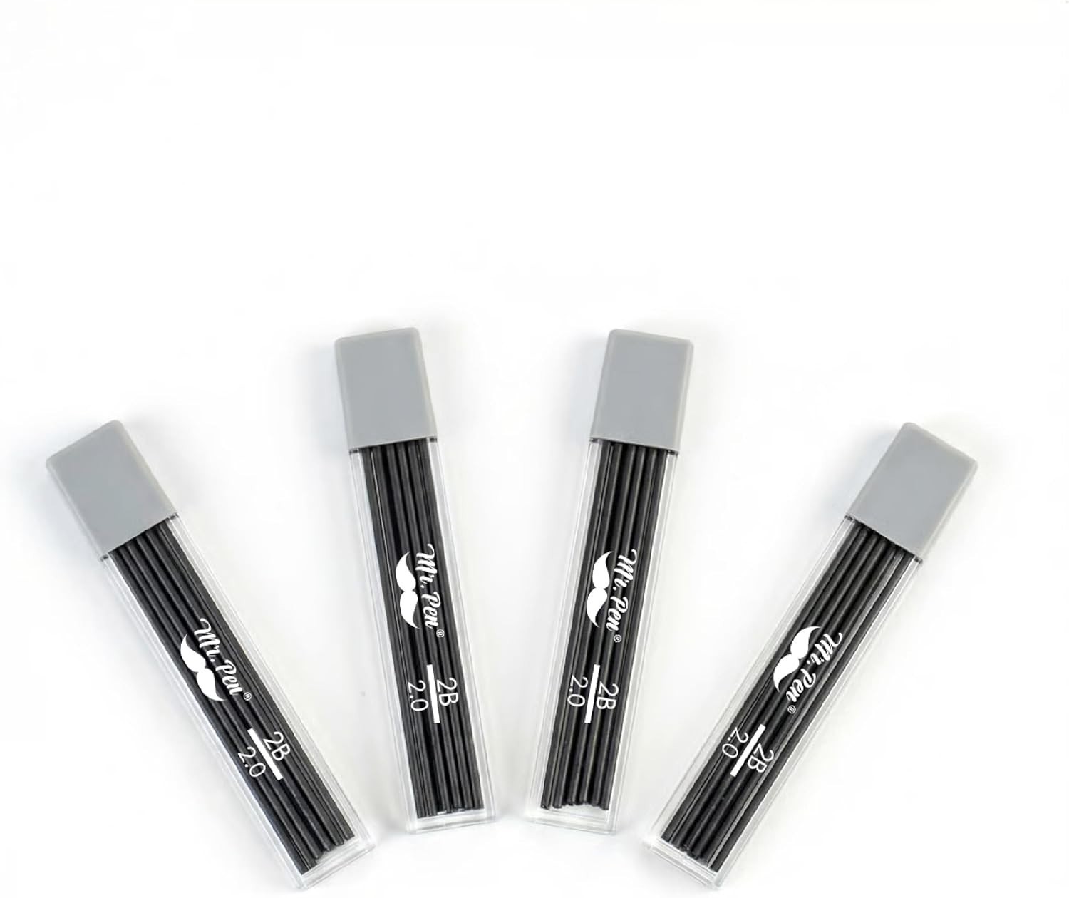 48 Pack 2.0 mm 2B Lead Refills, Bold Black Mechanical Pencil Leads for Experts