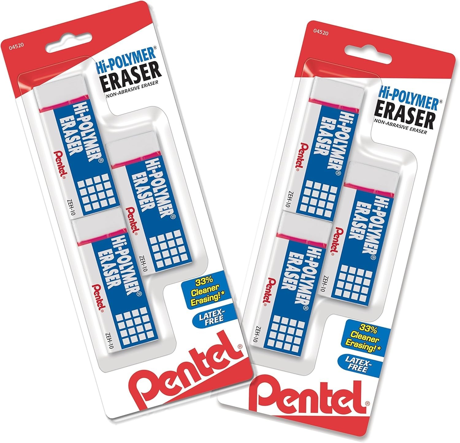 Durable 6-Pack Hi-Polymer Block Erasers with Protective Sleeve for Clean Work