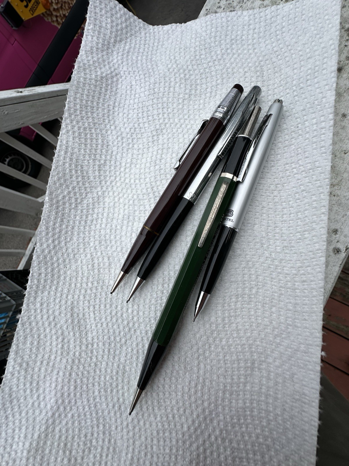 4 Vintage Mechanical Pencils Autopoint Magnet 48M, Scripto, Pentel & Durolite