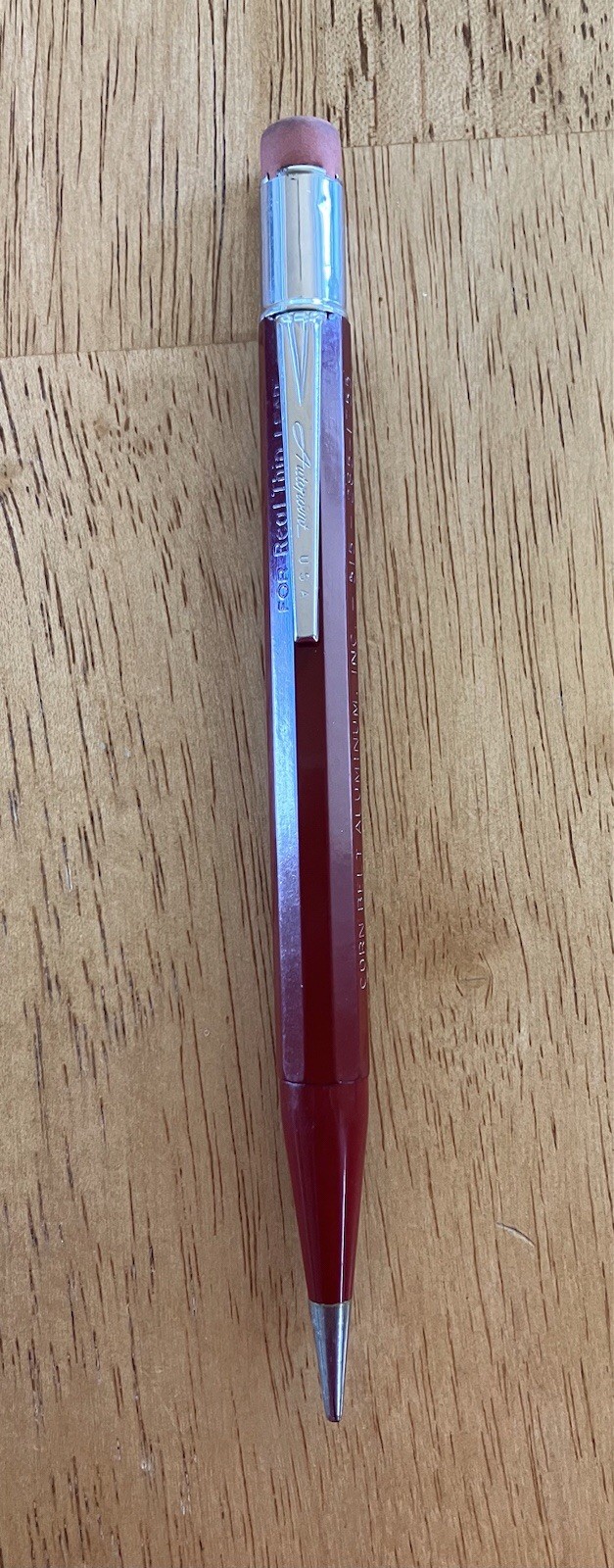 Autopoint Vintage Jumbo Mechanical Pencil Red Hexagonal Barrel Made In USA