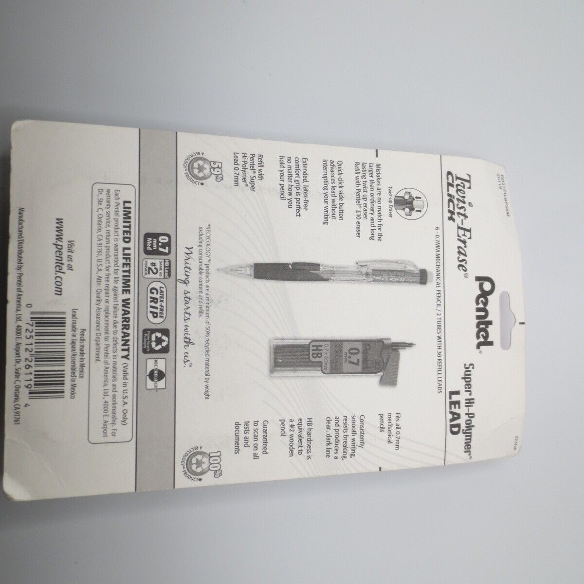 NOS 6 Pentel Twist-Erase Click Mechanical Pencil Set 60 pcs of Lead