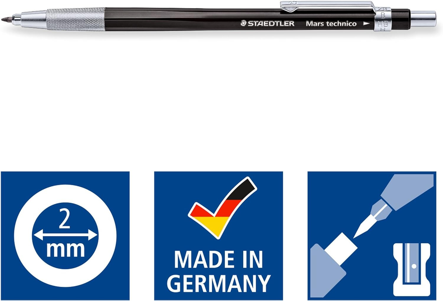 780 C BKP6 Mars Technico Leadholder Clutch Pencil with Built-In Sharpener – HB,
