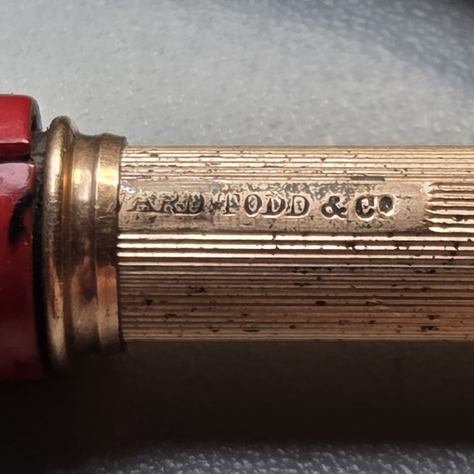 EDWARD TODD & Co. CELLULOID GOLD-FILLED RETRACTABLE MECHANICAL PENCIL CHATELAINE