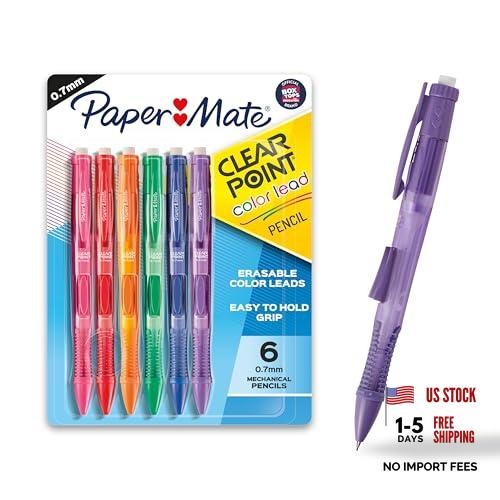 Clearpoint Mechanical Pencils – 0.7mm Color Lead – 6 Count – Paper Mate
