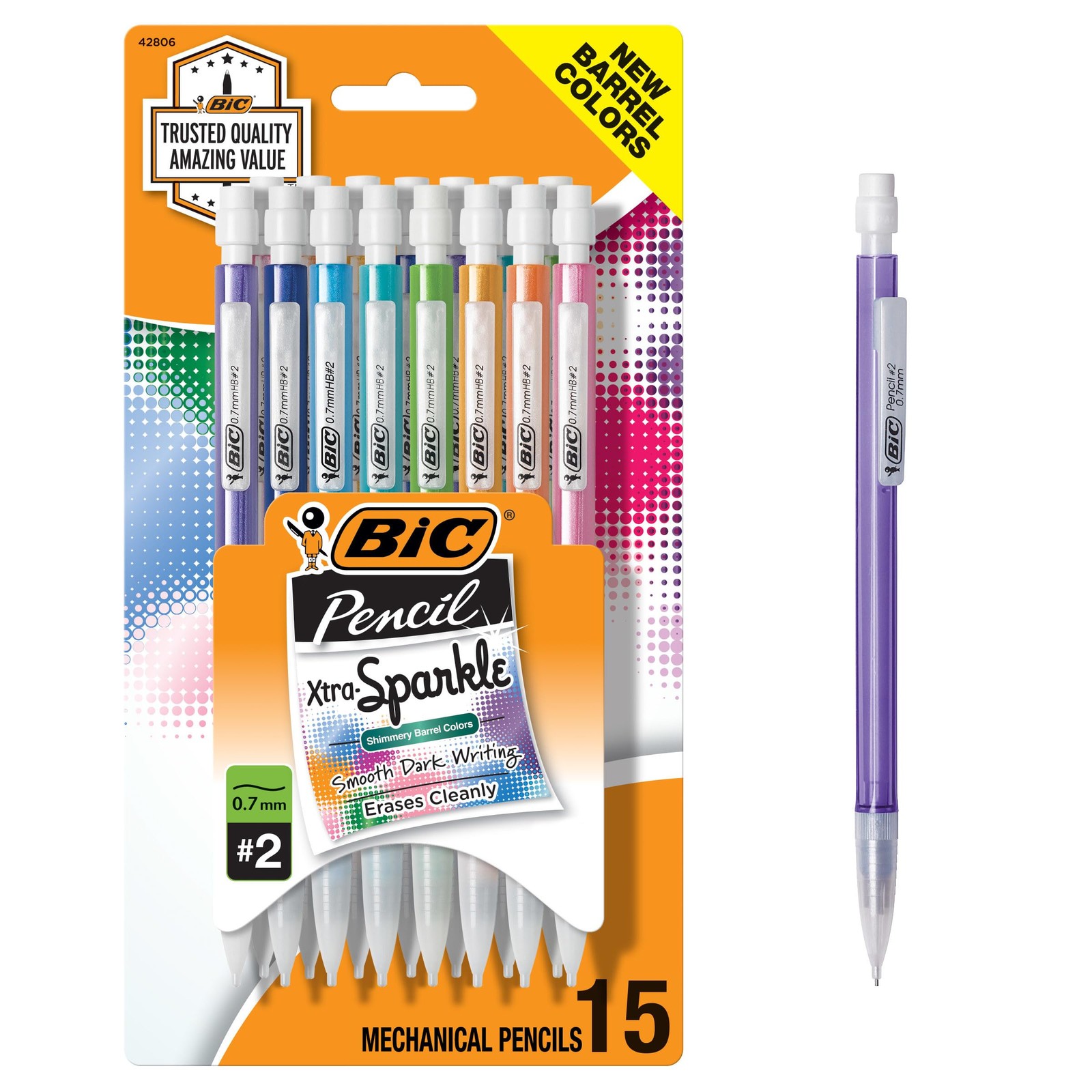 BIC Xtra-Sparkle Number 2 Mechanical Pencils 24 Count (Pack of 1), Multicolor