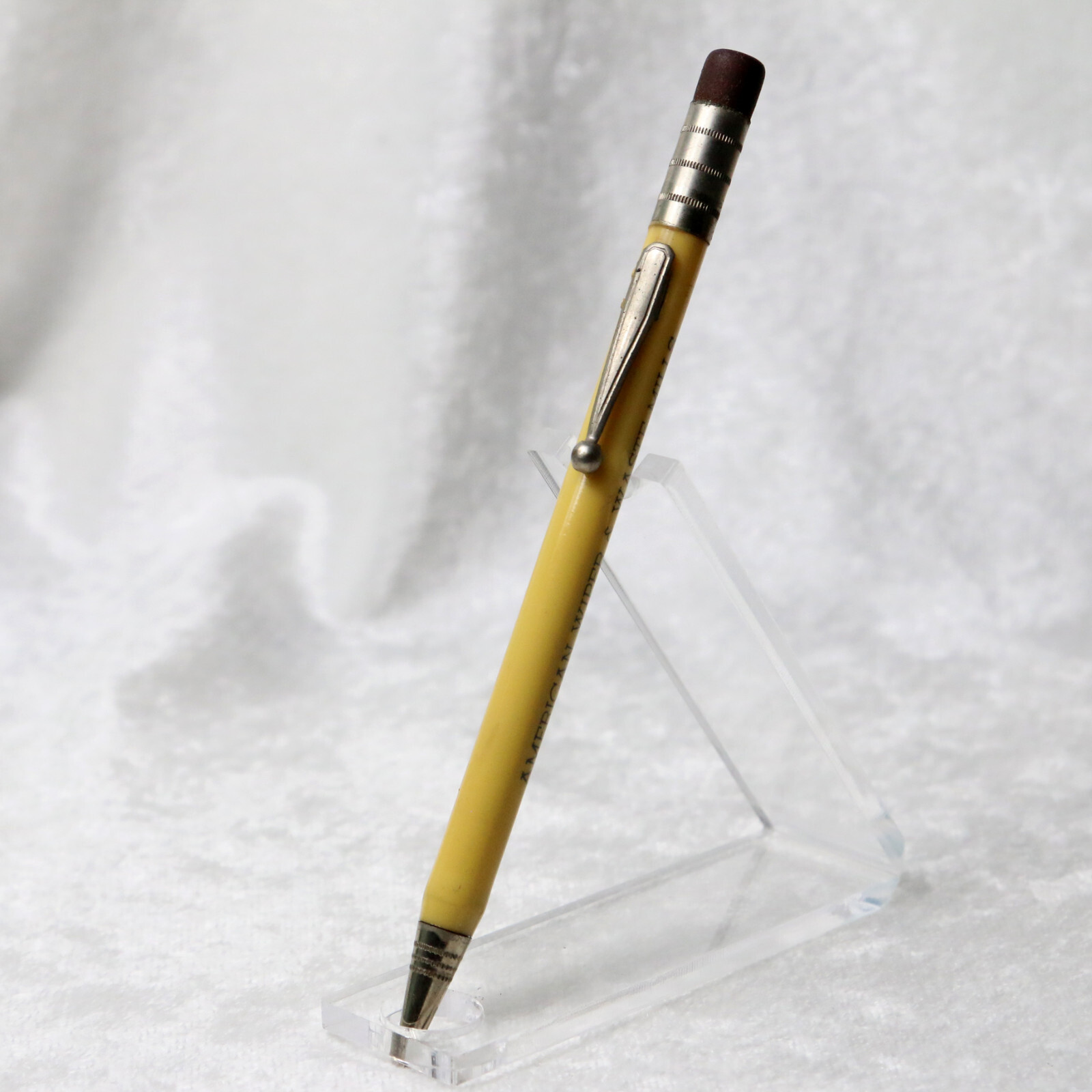 VTG 1930s Yellow Celluloid American Wiper Mills Kansas City MO Mechanical Pencil