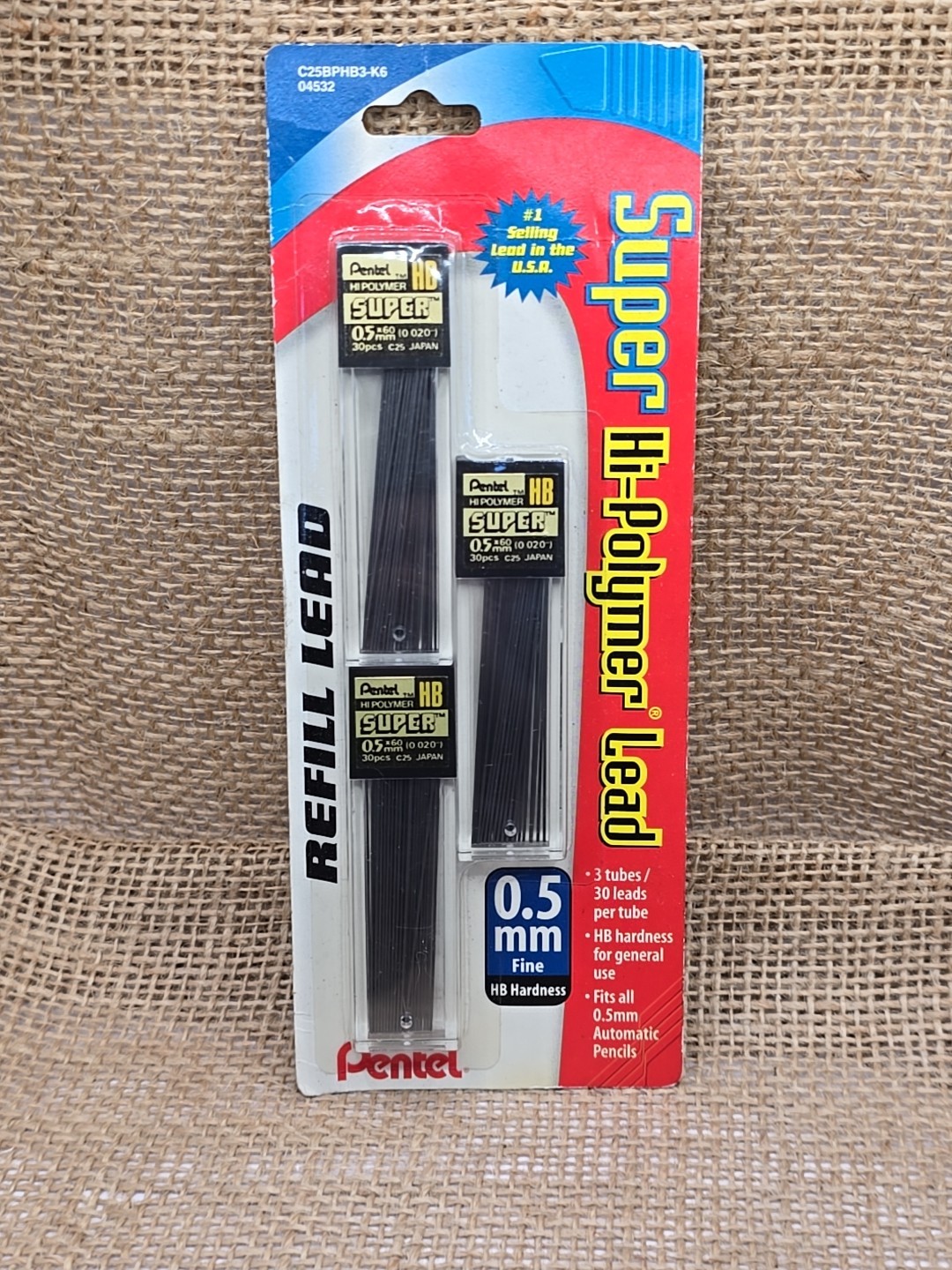 NOS Pentel Super Hi-Polymer Lead Refill 0.5Mm Fine HB 90 Leads C15BPHB-K6