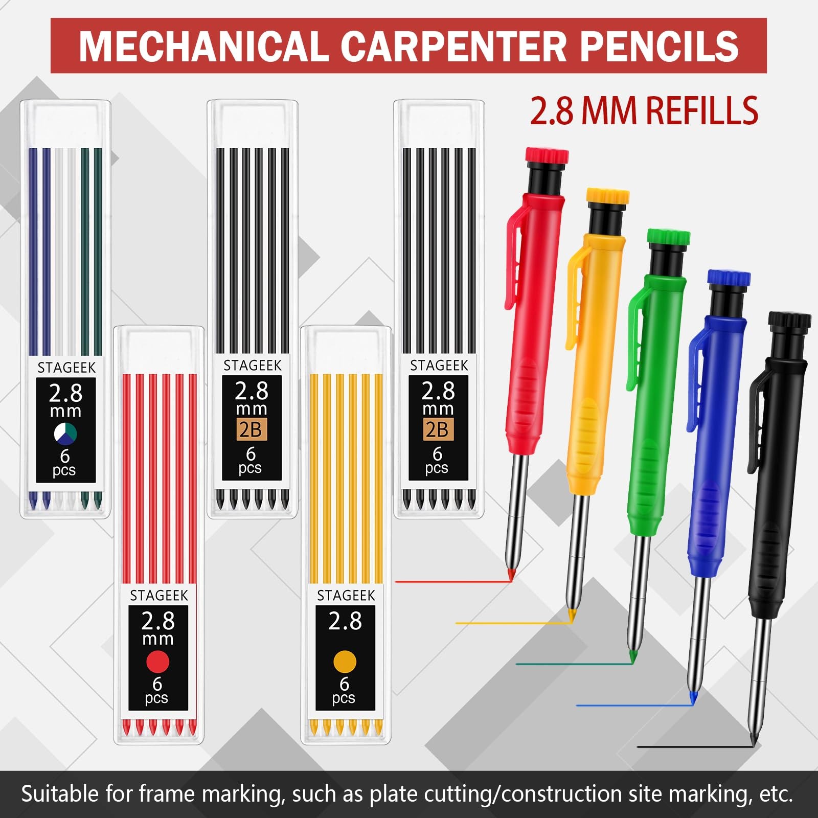 22 Pack Mechanical Carpenter Pencil Set with 78 Pencil Refills and Sharpener,…