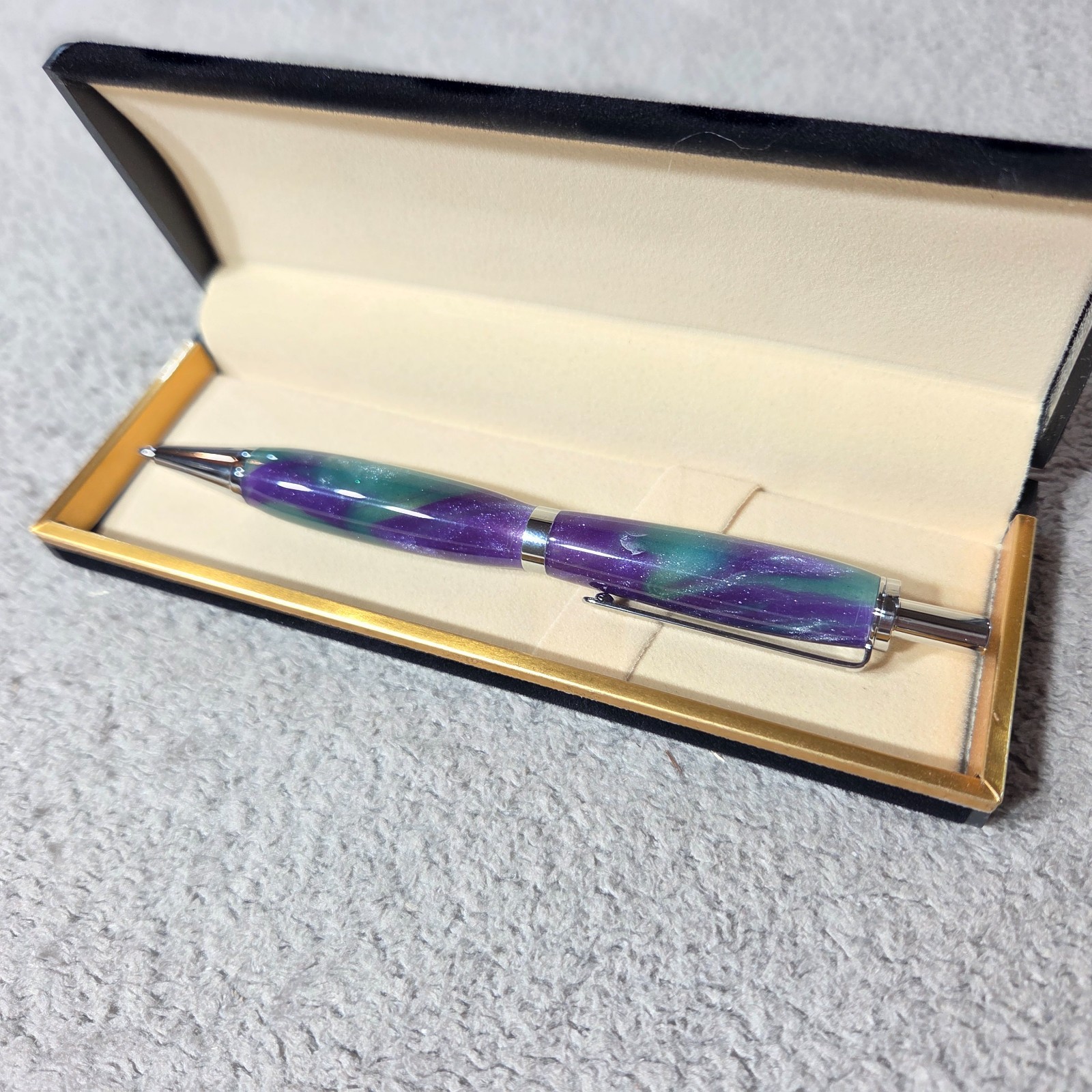 Handmade Click Action Acrylic Mechanical Pencil Chrome Finish “Grape Vine .7mm