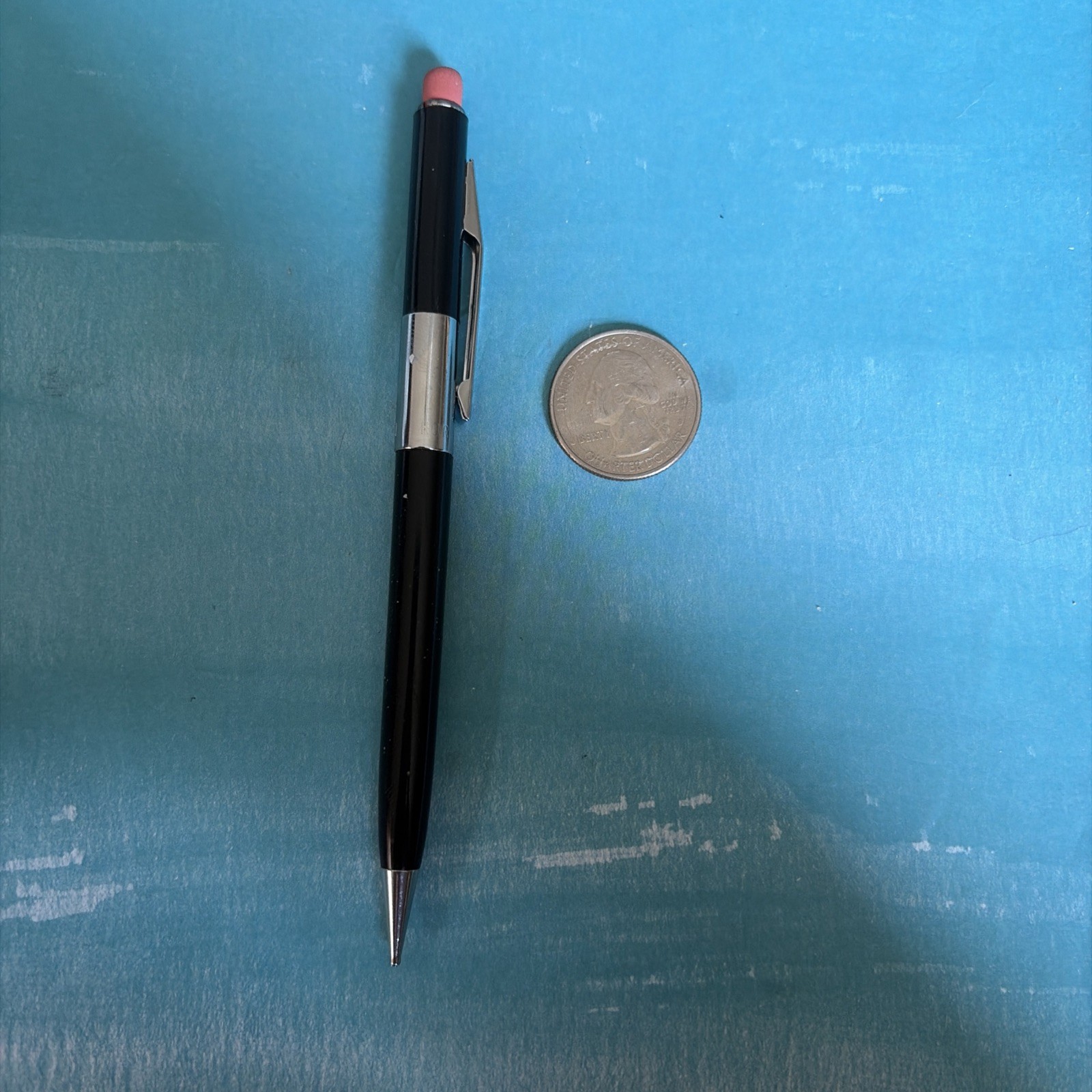 Vintage SCRIPTO Mechanical Pencil Korea Black w Chrome 1970’s Twist