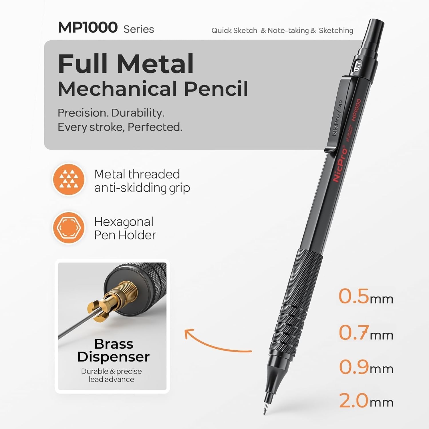 45PC Black & Silver Mechanical Pencil Set in Luxury Leather Case – Sketch wit…