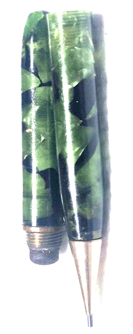“TOWNSEND” TRANSLUCENT Greens +Black/Polished Brass Trim Working Mech Pencil
