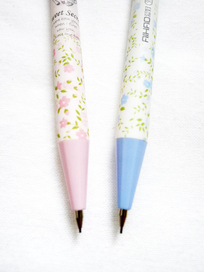 LOT 2 pc SET Floral Love SWEET SECRET 0.5 mm .5 mm Eraser Lead Pencil/Pencils