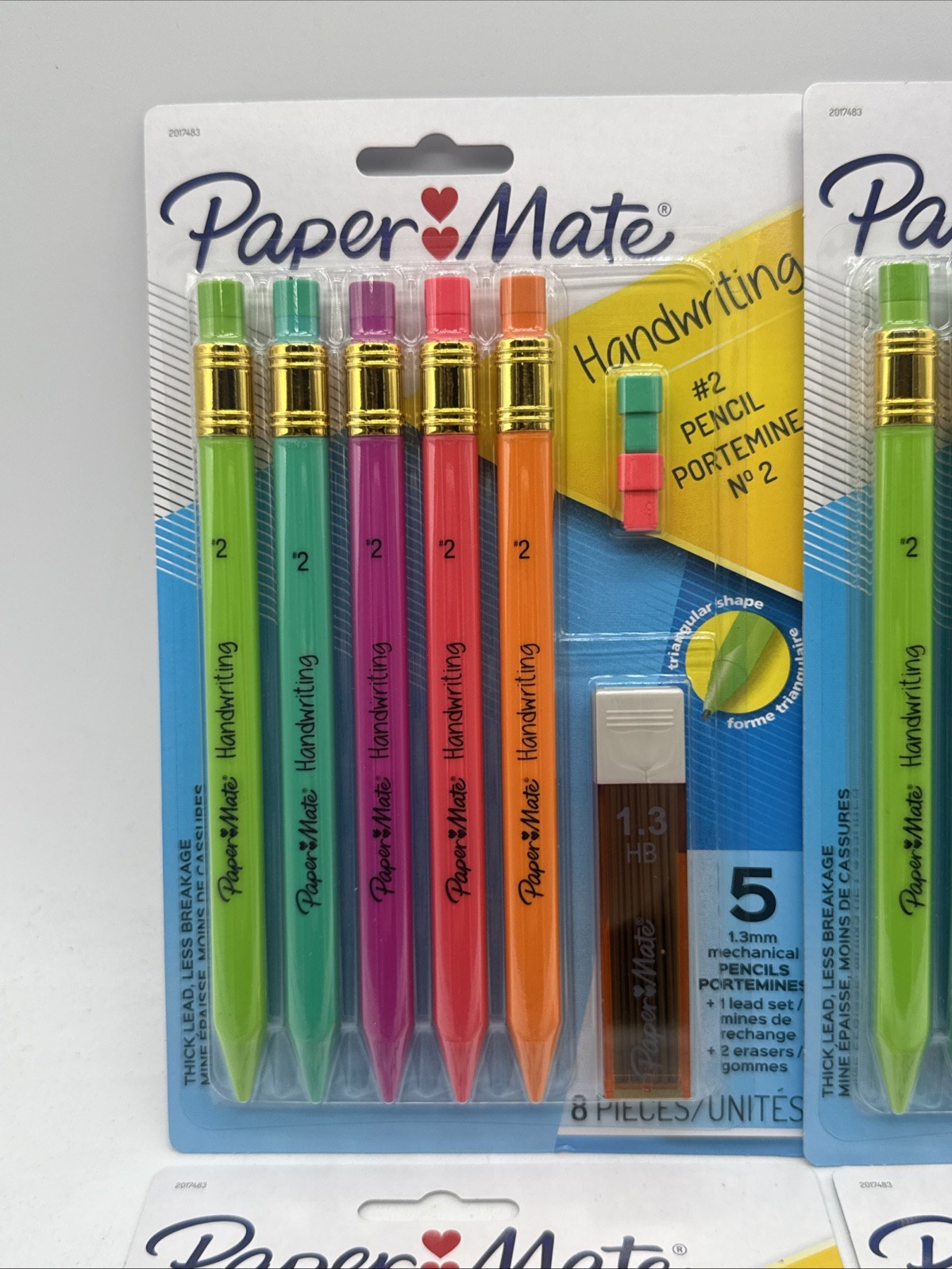 Handwriting Triangular Mechanical Pencil Set with Lead & Eraser Refills 4 PACK